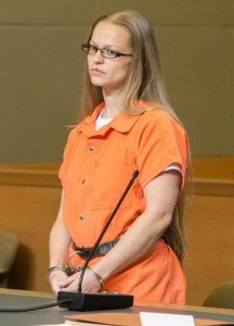 Angelika Graswald stands in court with Michael Archer a foresnsic scientist and her attorneys Jeffrey Chartier and Richard Portale ask for bail and to unseal the indictment against her at her bail hearing in Goshen, NY on May 13, 2015.  Ms. Graswald has b