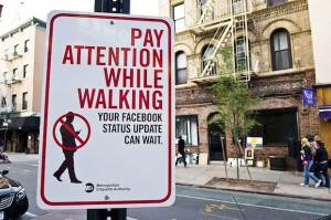Texting While Walking Sign