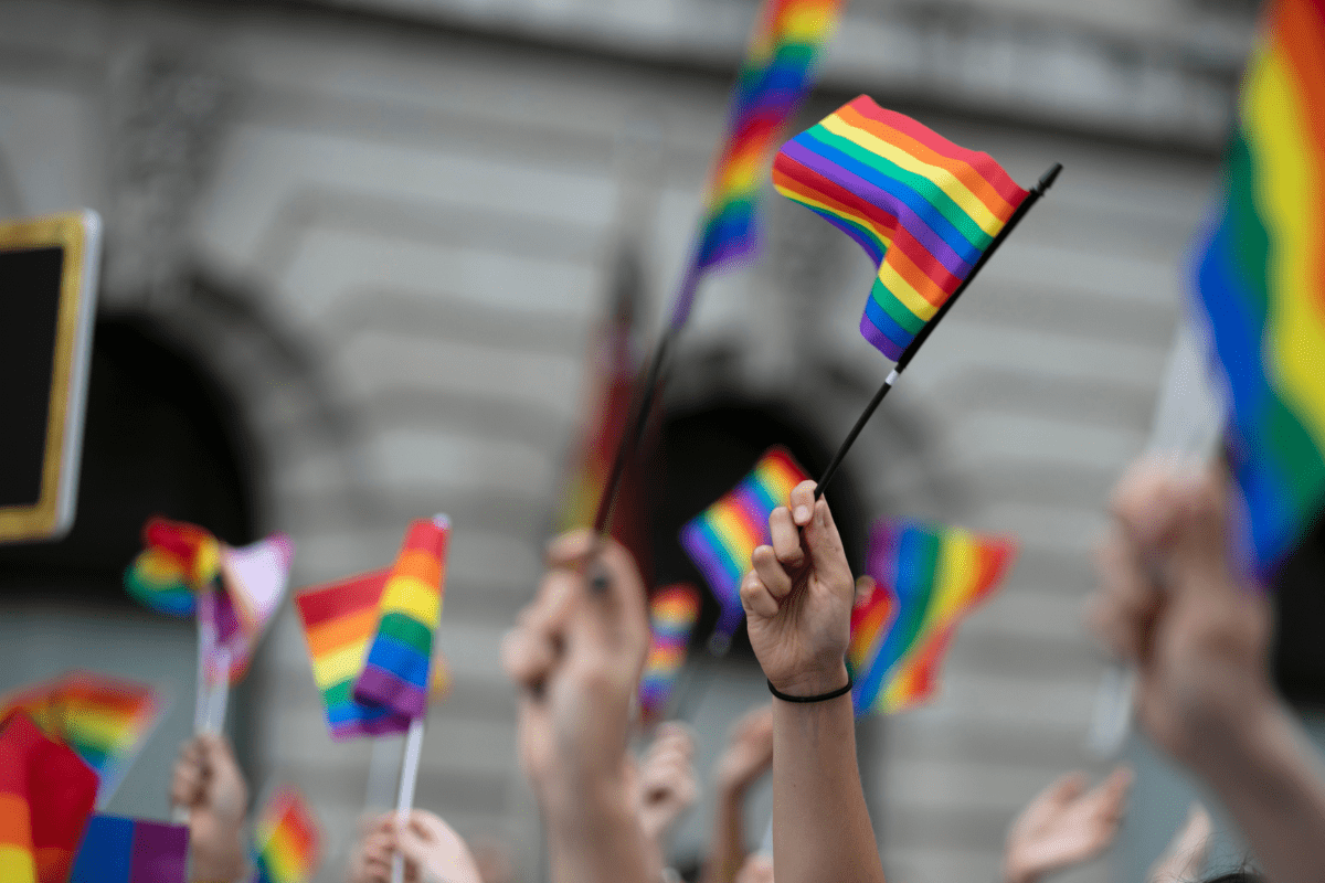 LGBTQ Pride Flags Being Waved