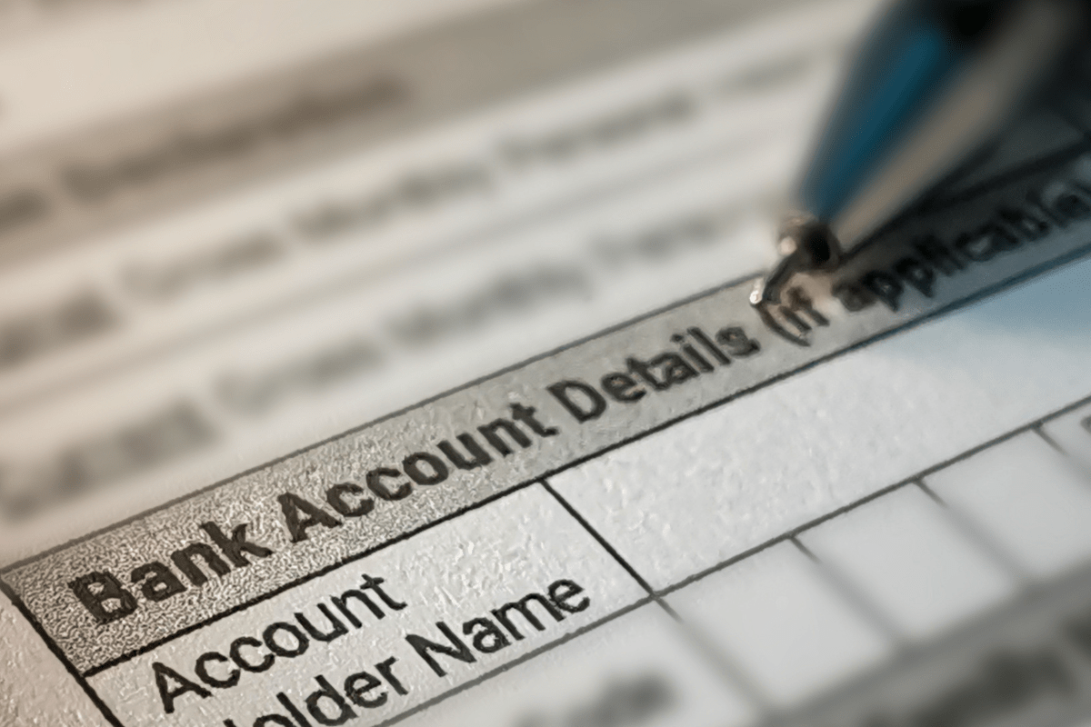 Bank Account Details Paperwork