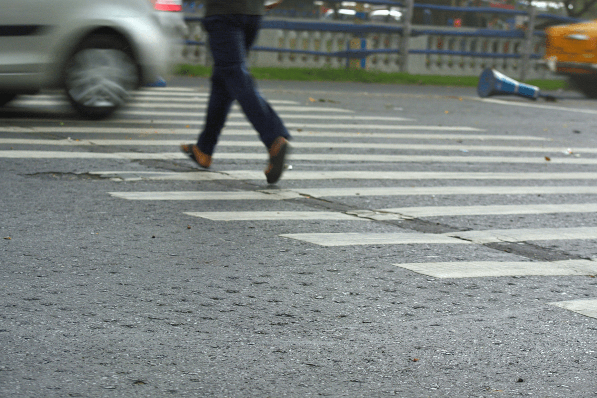 Pedestrian Crossing on a Crosswalk